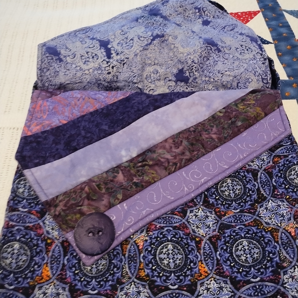 Purple Boho Patchwork Reversible Flower Quilted S… - image 3